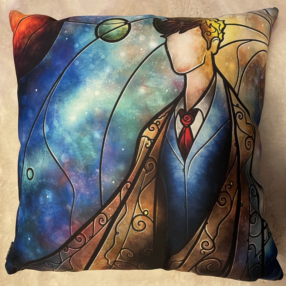 Doctor Who Stained Glass Art Throw Pillow